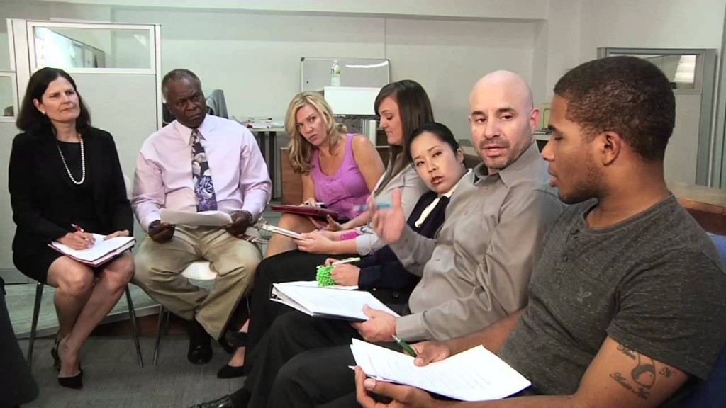 Serena, Marcus, Carol and the crew from Cutting Edge in group discussion