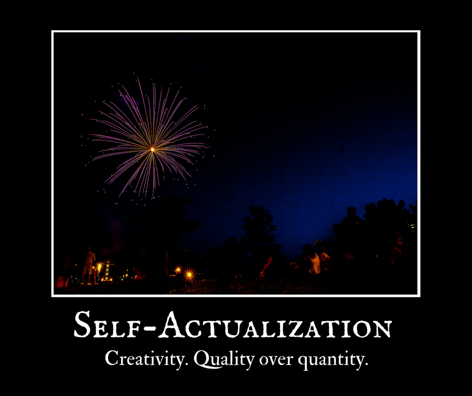 Motivational art of fireworks "Self-actualization: Creativity. Quality over quantity."