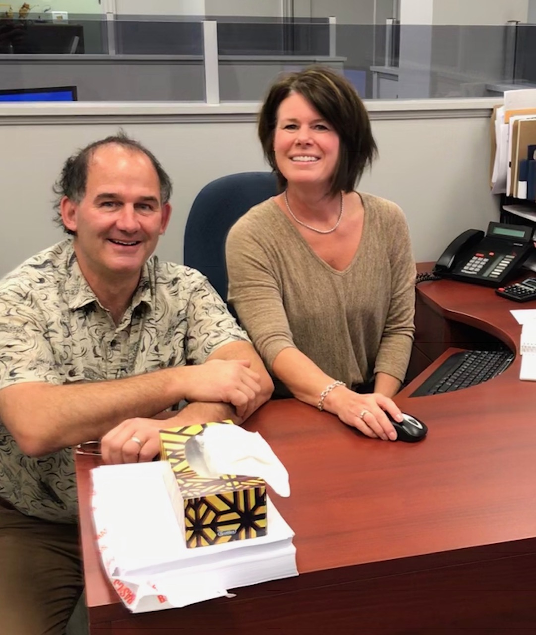 Culture consultant Frank Gallant smiling with insurance broker Angie Hull